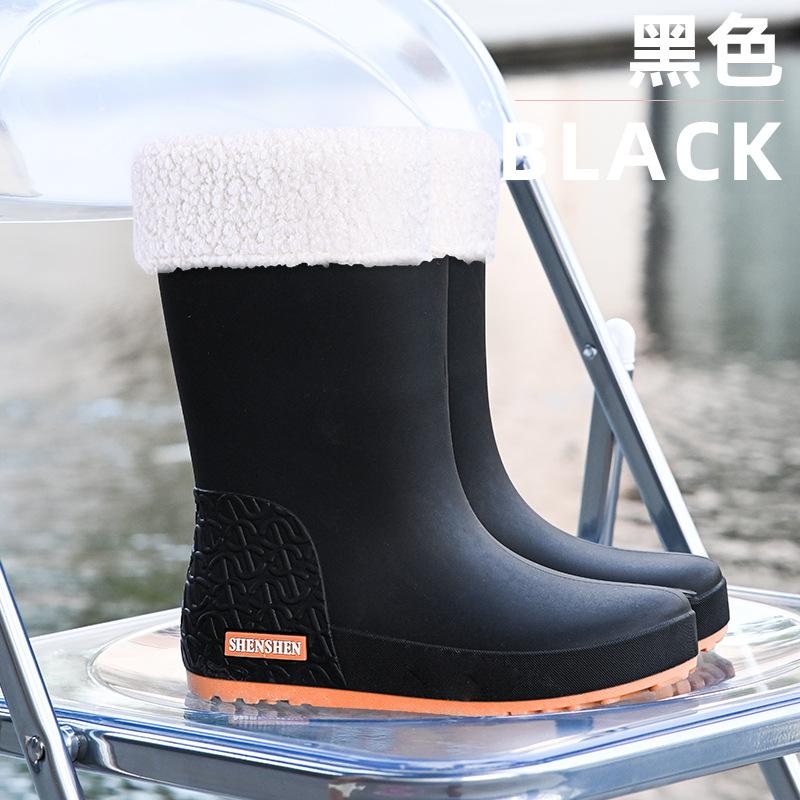 Fashion Women's Medium Tube Non-slip Waterproof Shoes Rain Shoes Rain Boots Water Boots Thermal Cover Shoes Adult Long Tube