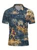 Men's Short-Sleeve Polo Shirt - Flat Digital Print Pattern - Non-Textured - Stylish and Minimalist Short Sleeve, Button-Up, Casual Lapel Polo Shirt,