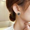 New Luxury Micro Set Zircon Black Camellia Flower Earrings for Womens Korean Fashion Jewelry Party Exquisite Accessories