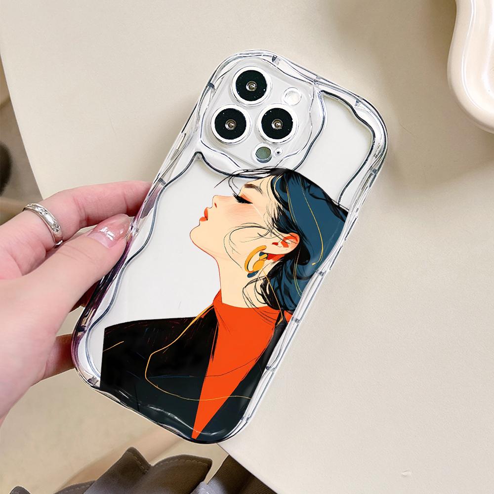 For OPPO A17 A18 A38 A58 A98 Reno7 Z 8Z 8T 11F 11 Pro Realme 12 Lite 12 Pro C30 Fashion Girl Cream Texture Soft Silicone Full Lens Protect Casing