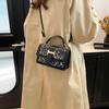 2025 Spring New Retro Personality Temperament Leopard Print Portable Small Square Bag Women's Fashion Shoulder Messenger Commuter Women's Bag