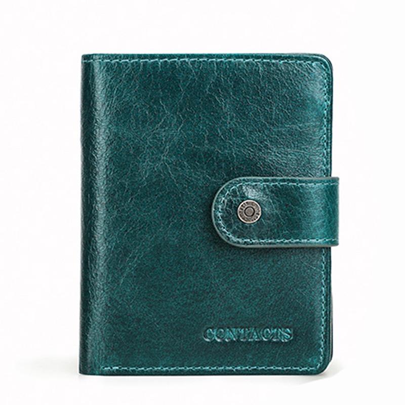 Johnature Portamonete da uomo con pochette multifunzione in pelle Crazy Horse vintage con cerniera solida e Hasp