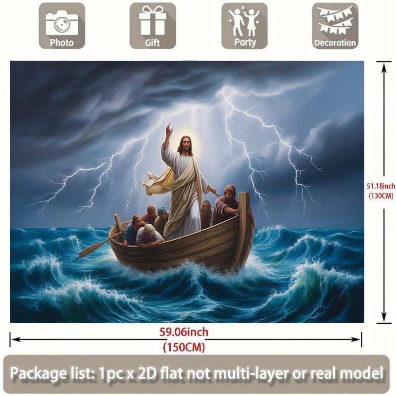 2D flat banner, 1 piece per pack. Jesus calms the storm on the Sea of Galilee. Suitable for events and weddings.zyc
