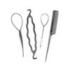 4-Piece Hair Accessory Set: Hairpin, Puller, Stick, Comb, Curler