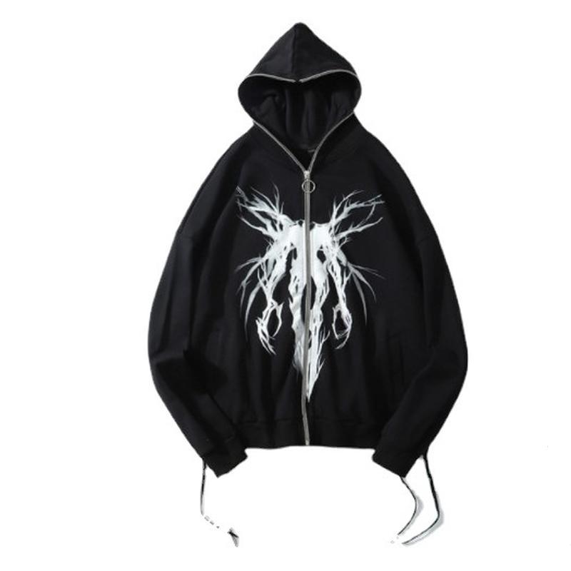 Spring And Autumn Women's Hooded Sweatshirt Zip Print Long Sleeve Hoodie Jacket