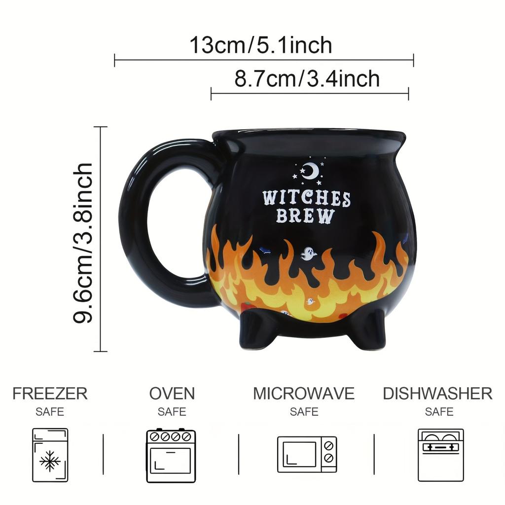 Witches Brew Ceramic Cauldron Mug Witches Brew Cauldron Stoneware Mug Color Changing Coffee Mug Ceramic Heat Sensitive Cup Gift