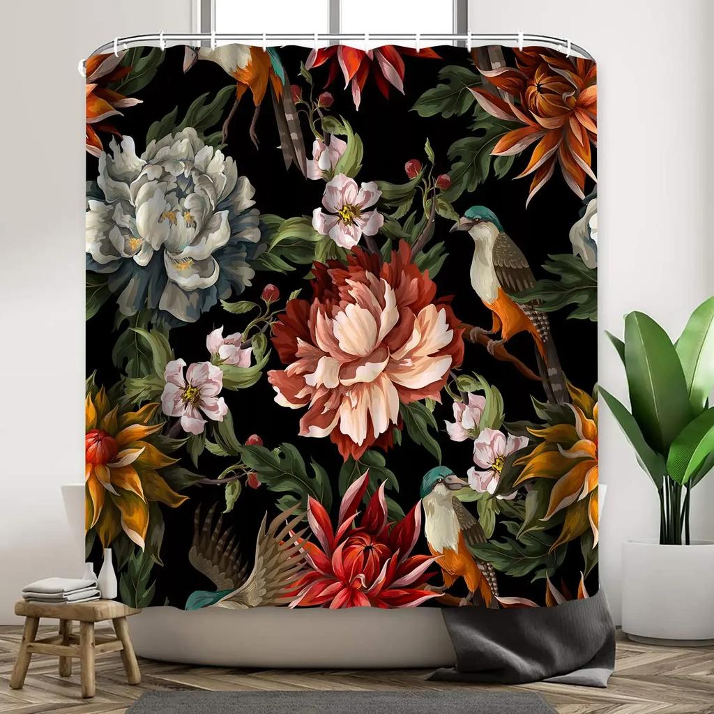 Rideau de douche Dame Art Nouveau, Ensemble de bain Esthétique Art Époques de la Journée, Repos Nocturne, Rêverie du Soir, Aube, Réveil Matinal