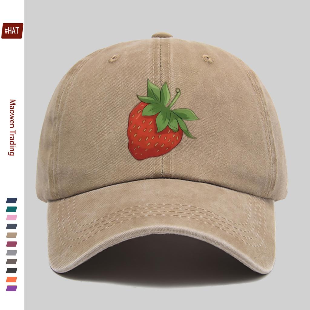 pc Fresh Strawberry Print Baseball Cap Home Leisure Design Decor Hat Comfortable Lightweight Sun Hat with Adjustable Strap F