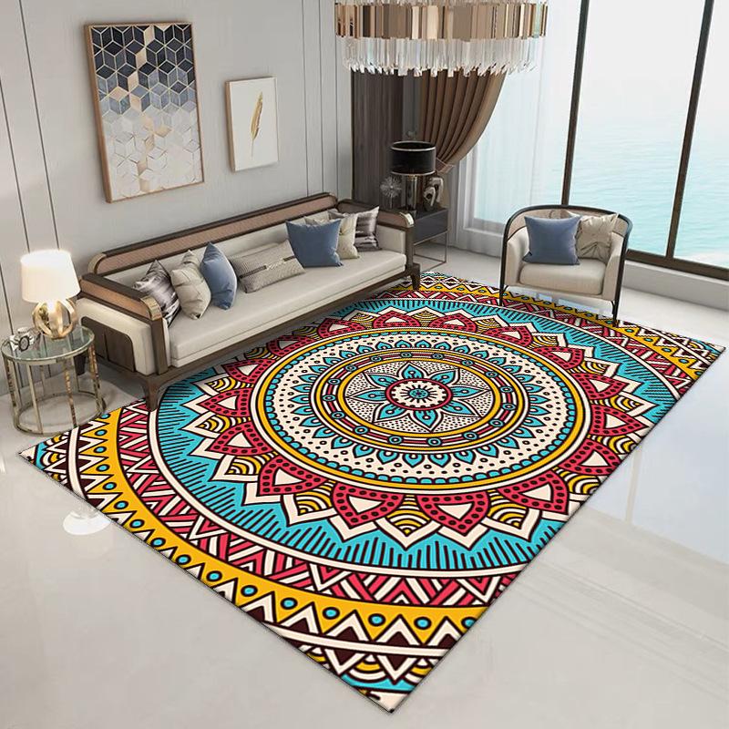 Vintage Printed Carpet Brightly Colored Home Decor Rugs Anti-slip Mat for Living Room Bedroom Balcony Indoor and Outdoor Venues