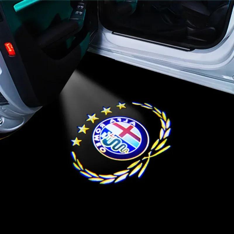 Car Stickers For Alfa Romeo 2pcs LED Car Door Welcome Light Laser Projector Logo Ghost shadow For Alfa Romeo 159 Giulietta Giuli