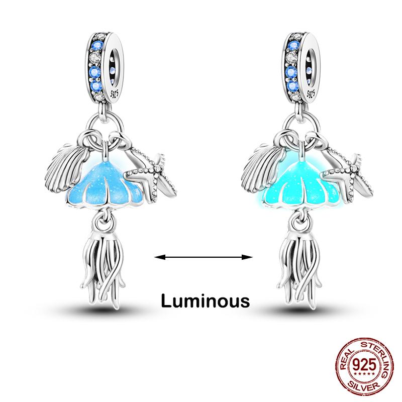 

silver-plated Glow in the dark Firefly Honeybee Star Charms Beads Fit Qikaola Original Bracelets Fine DIY Jewelry Gift