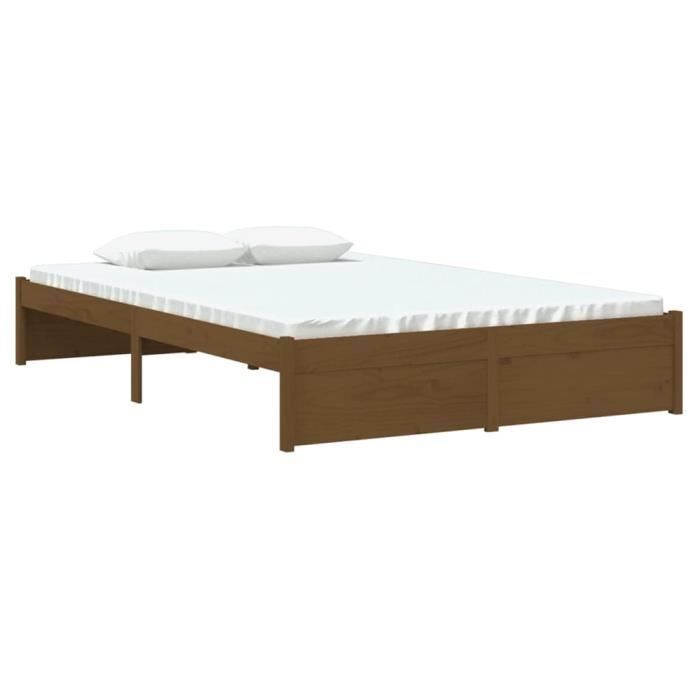 VidaXL Cadre de lit Marron miel Bois massif 120x190 cm Petit Double 814922