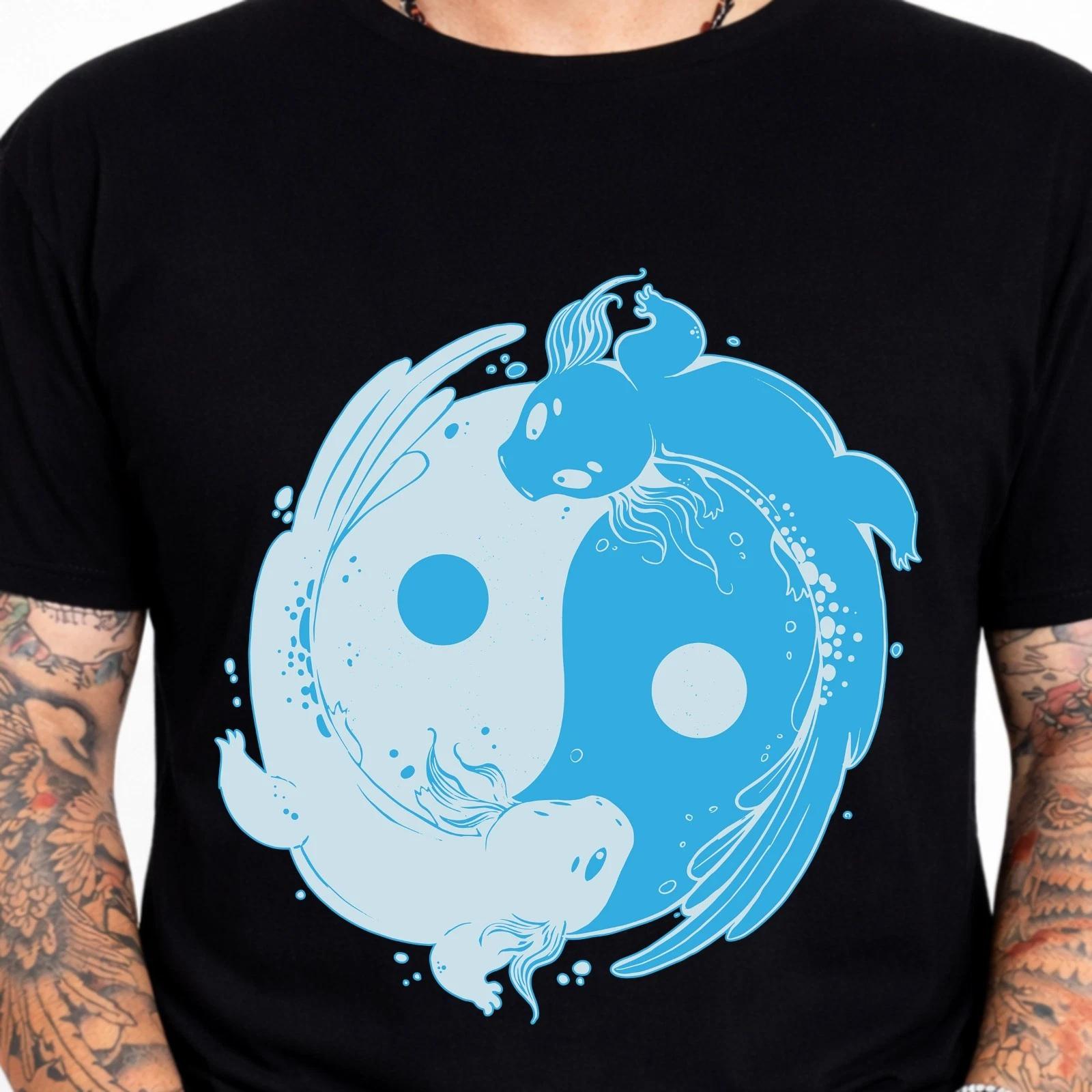 Axolotl Yin Yang Kawaii Anime Aesthetic Cute Salamander Graphic T-Shirt Gift. M