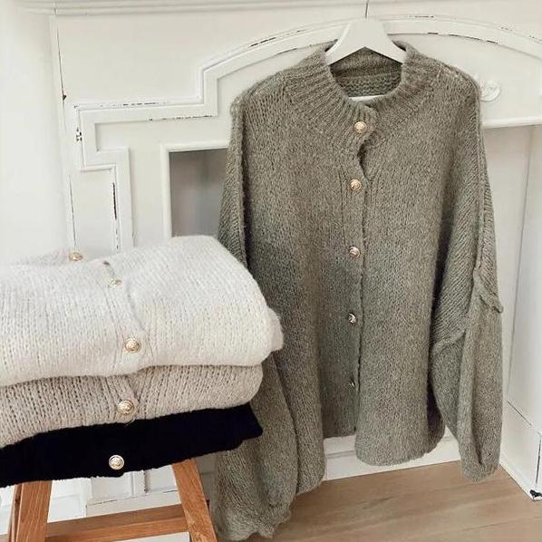 VAYLA Cardigan Casual cu Nasturi pentru Femei, Larg, cu Mâneci Lungi, Gât O, Pulovere Oversize, Top de Birou pentru Femei, Versatil