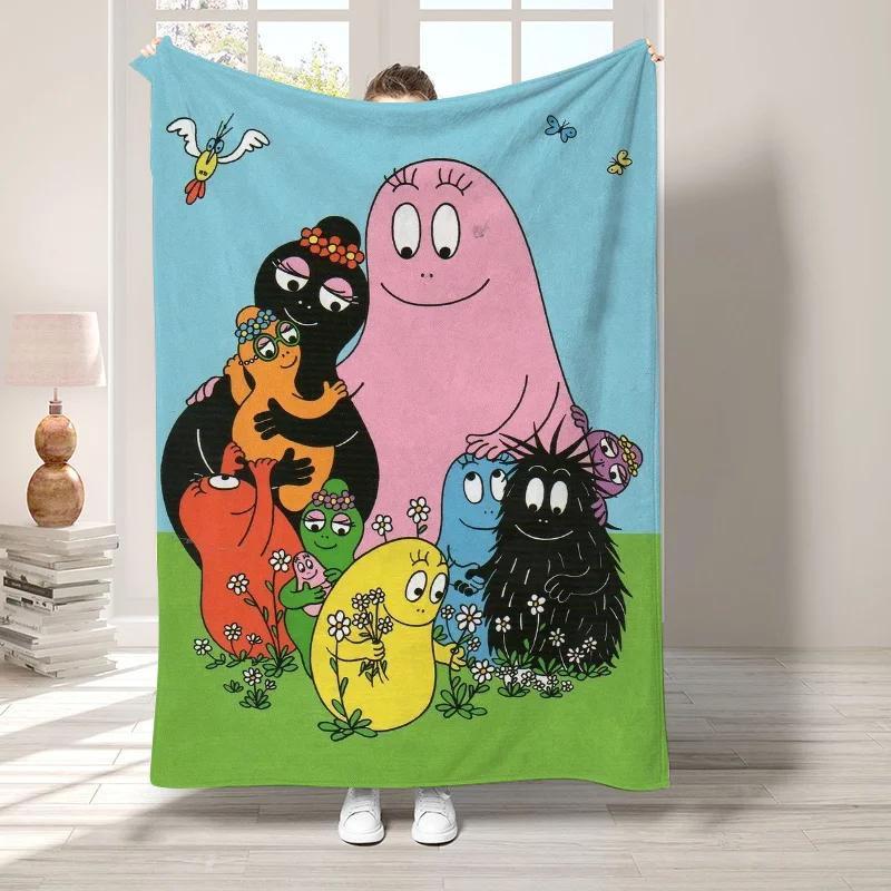 L-Les Barbapapa Decorative Blanket for Living Room Bedroom Decoration Bedspread On the Bed Fluffy Soft Blankets Boho Home Decor