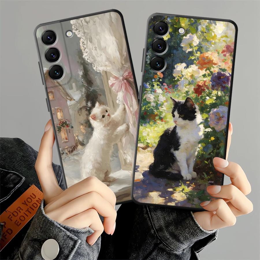 Funda de Gato Lindo de Dibujos Animados para Samsung Galaxy A25 A16 A05 A23 A73 A51 A55 A53 A17 A37 A57 A15 A06 A52 A36 Funda de Teléfono A41 A13 A12 A70