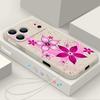 Pink Cartoon Floral Lanyard Case For iPhone 17 Pro Max iPhone 16 15 14 13 Pro Max 11 16E 17E Soft Silicone Phone Back Cover