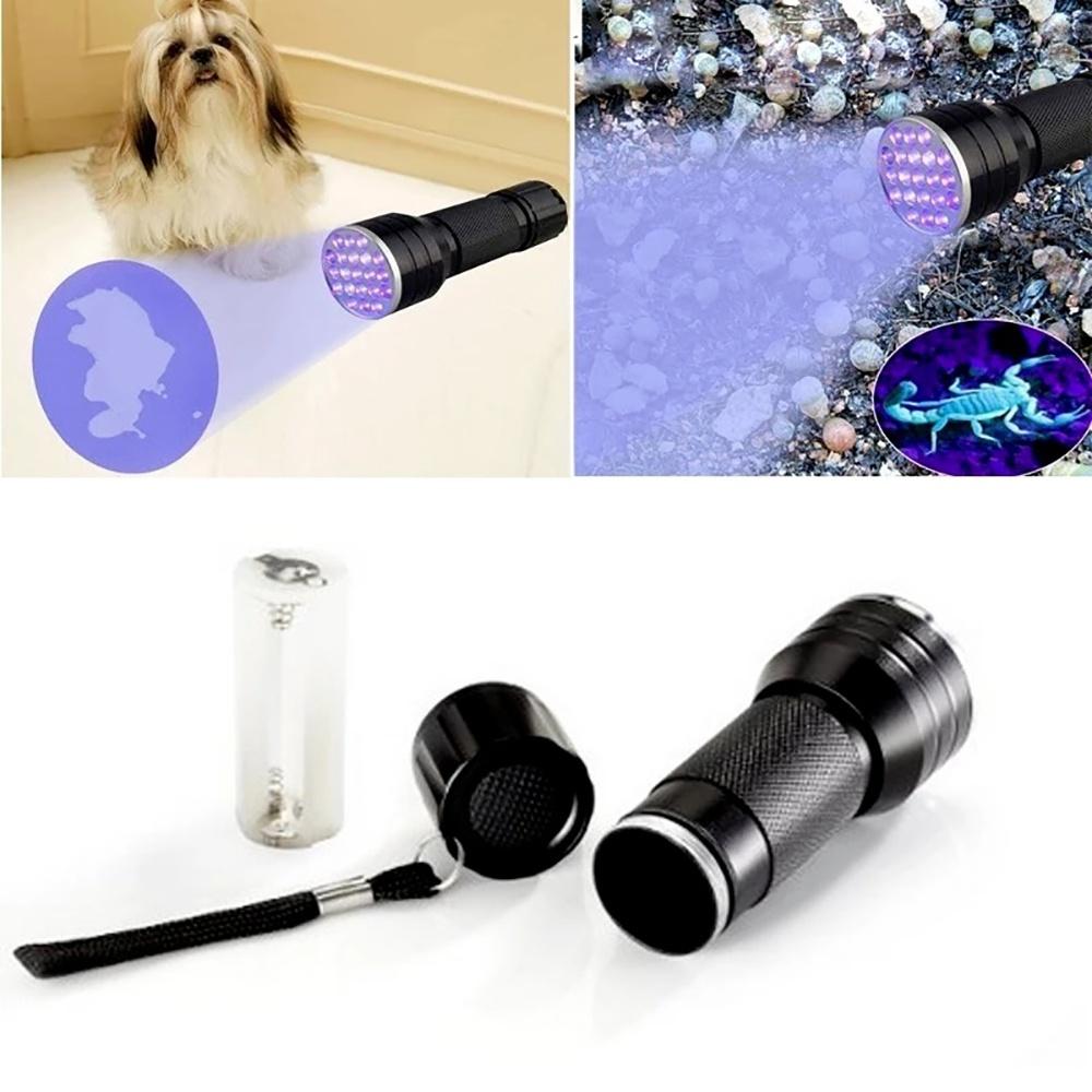 UV Ultra Violet 21 LED Flashlight Mini Blacklight Aluminum Torch Light Lamp