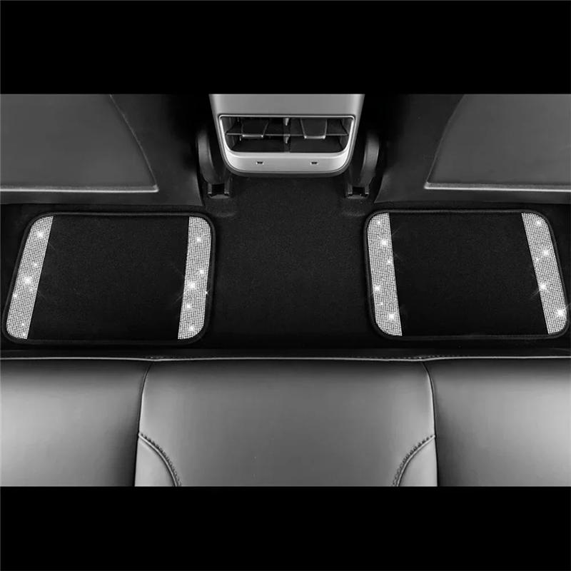 

A03K-All-Weather PVC Non-Slip Universal Car Floor Mat Set Heel Pad Bling Diamond Print Pattern Foot Mat Protector