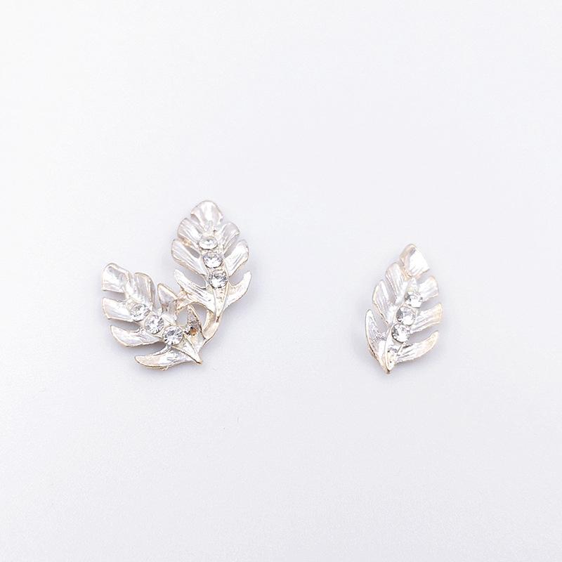 Engood 100Pcs Rhinestone Leaves Button Sewing Trim & Embellishments Craft Buckle for DIY Hair Bridal Headwear Decoration