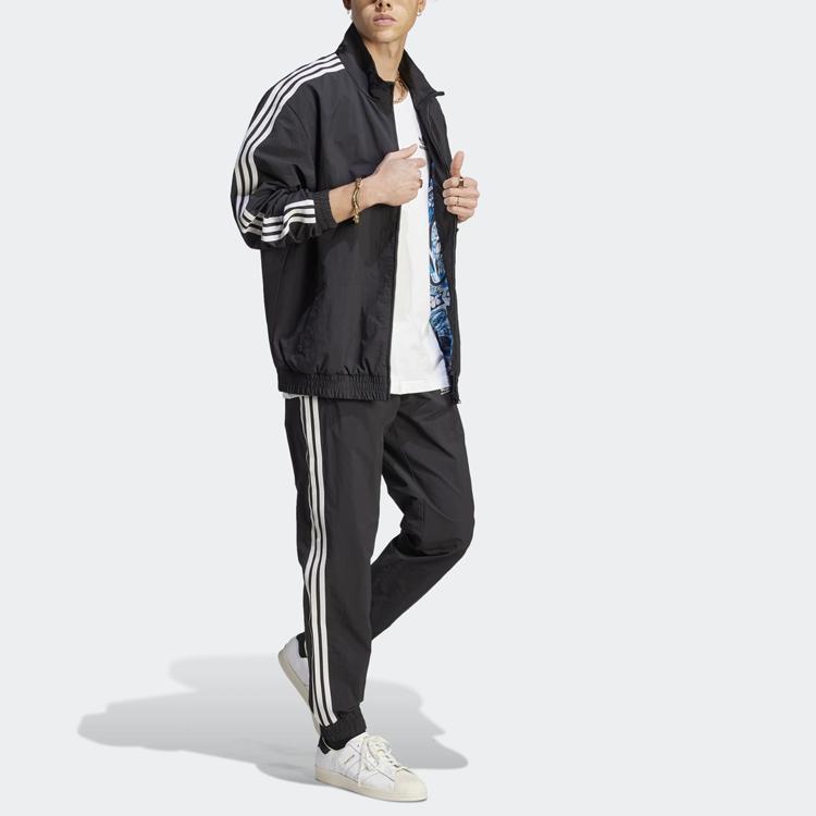 adidas Originals X NSRC Co-Branded Logo Print Zip-Up Collar Jacket Unisex Jackets Black IL4969