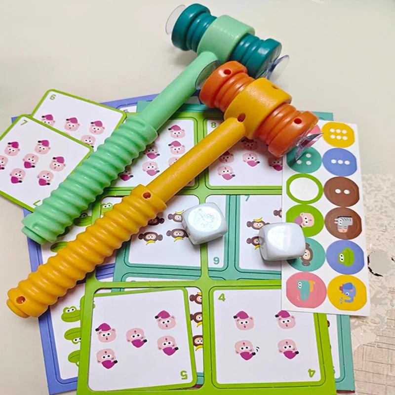 Kids Montessori Fun Mathematics Educational Toy Suction Cup Hammer Battle Table Game with Card Logic Thinking Training Math Toys