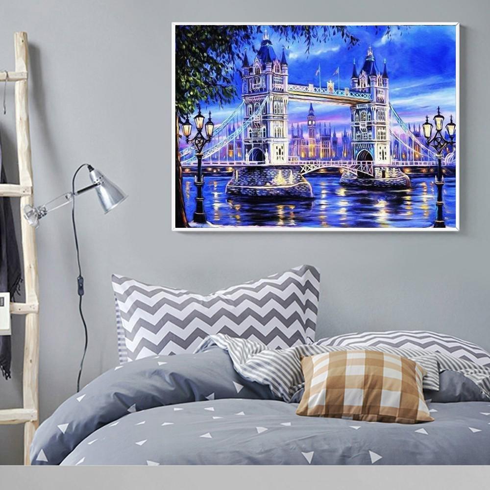 5D DIY Diamond Embroidery Rhinestone Picture Full Round Diamond Painting London Tower Cross Stitch