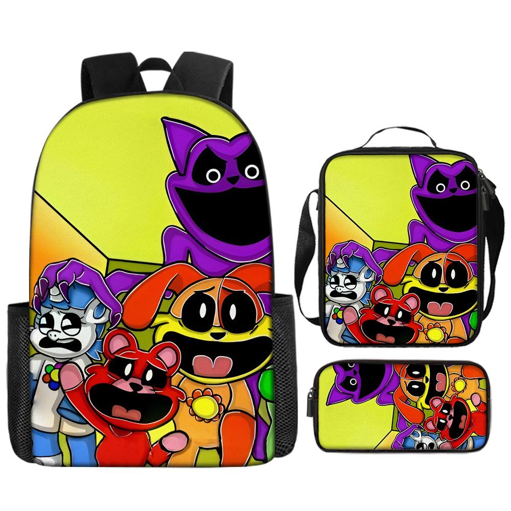 Poppyplaytime Mochila Escolar para Estudante Conjunto de Três Peças Mochila Bolsa Estojo