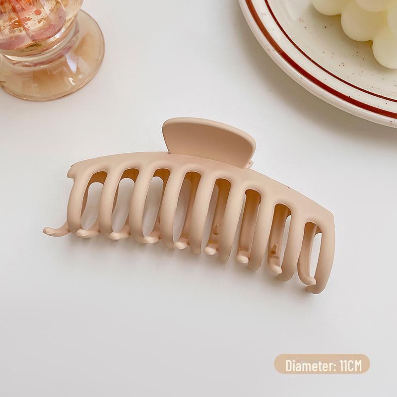 Versatile Milk Coffee Hair Clip: Large, Simple Shark Design for Women