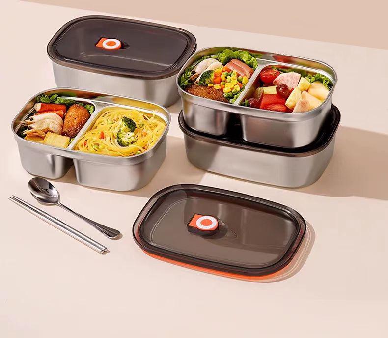 Pudełko na lunch ze stali nierdzewnej 304 - Styl biurowy, Możliwość podgrzewania w mikrofalówce, Duża pojemność dla dorosłych