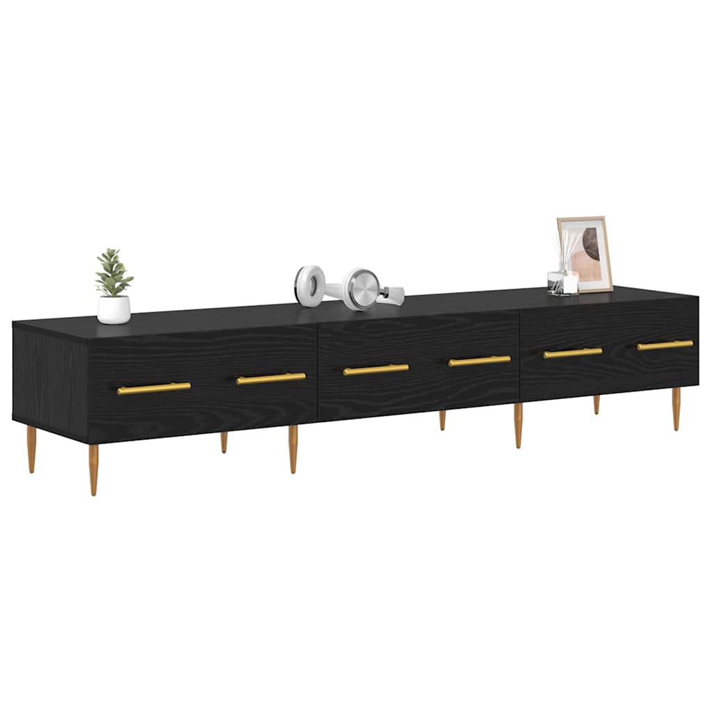 TV Cabinet Black Oak Effect 150 X 36 X 30 Cm Particleboard