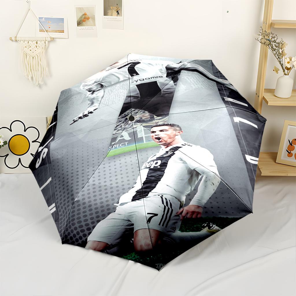 Soccer Player Celebration Automatic Umbrella Sturdy 8-Rib Shaft Sturdy Construction All-Season Use Vibrant Pattern Umbrella