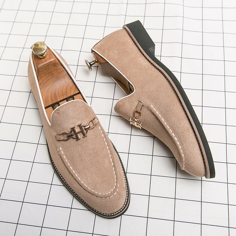 

Men s shoes summer pointed British matte suede business casual leather shoes men lazy one pedal Doudou shoes men 47