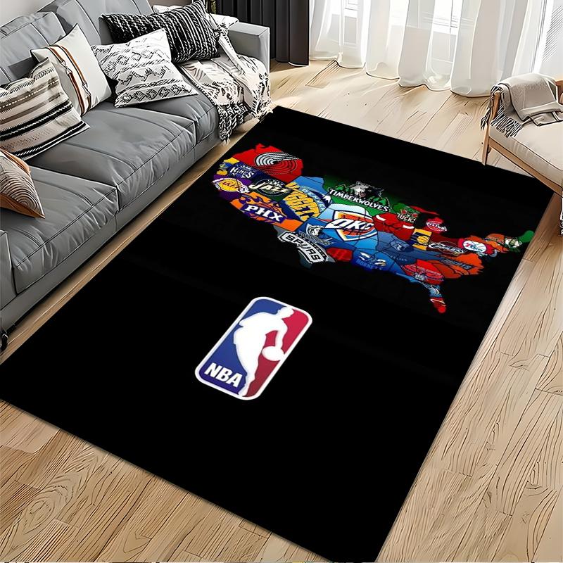 Loghi Squadre NBA Mappa USA Tappeto Nero per Decorazione Casa Adatto per l'uso come antiscivolo per soggiorno camera da letto divani