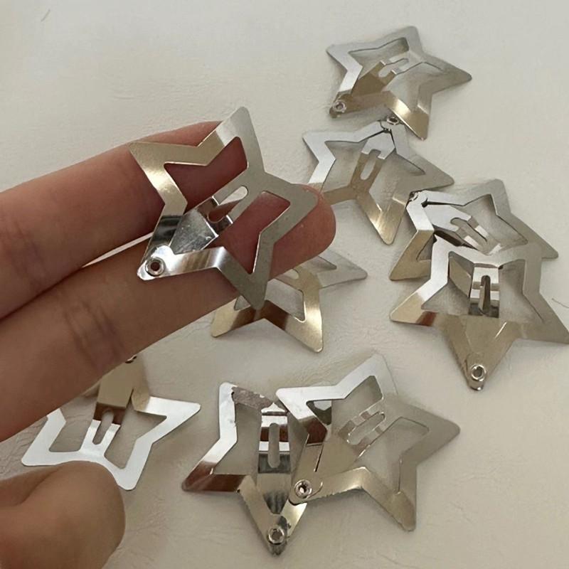 Ασημί χρώμα Αστέρι Κλιπ Μαλλιών Κορίτσια Πλαϊνό Κλιπ Μαλλιών Μπαρέτα Χαριτωμένο Μεταλλικό Φιλιγκράν Αστέρι Κλιπ Μαλλιών Κλιπ Μαλλιών Γυναικεία Κοσμήματα Αξεσουάρ Μαλλιών