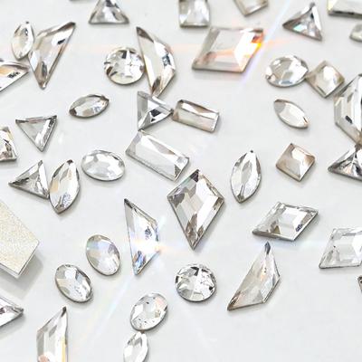 50 Adet Mini Sivri Alt Karışık Şekil Kristal Takı Tırnak Süslemeleri Cam Yığını Elmas Manikür Aksesuarları