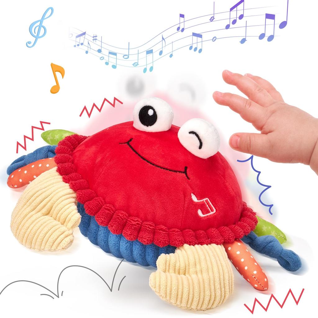 Hahaland Baby 0 Year Old Crab with Music Recording Dancing 1 Year Old Boys and Interactive Plush Baby Educational Baby Shower Birthday Gift Toy,