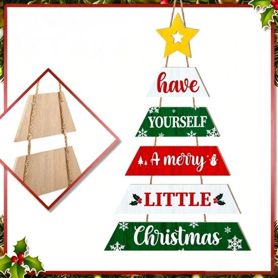 Festive Door Handle Decorations Rustic Wooden Hanging Pendant for Christmas Holiday Home Door, Decorative Signs Party Sign Ornament with