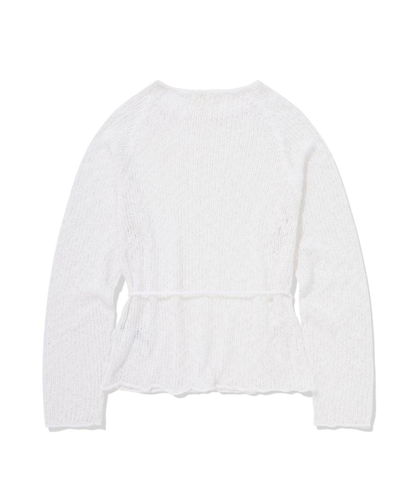 COVERNAT WOMAN Crochet Round Neck Knit White