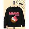 Girls' Crewneck Sweatshirt - Miami Beach Coconut Flower Drink Machine Washable, Spring And Autumn