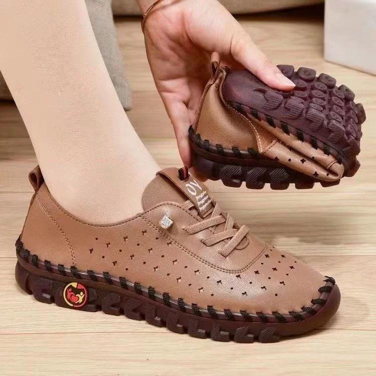 Sneakers Women Shoes Loafers Lace Up Leather Flat New Spring Casual Comfortable Mom Shoe