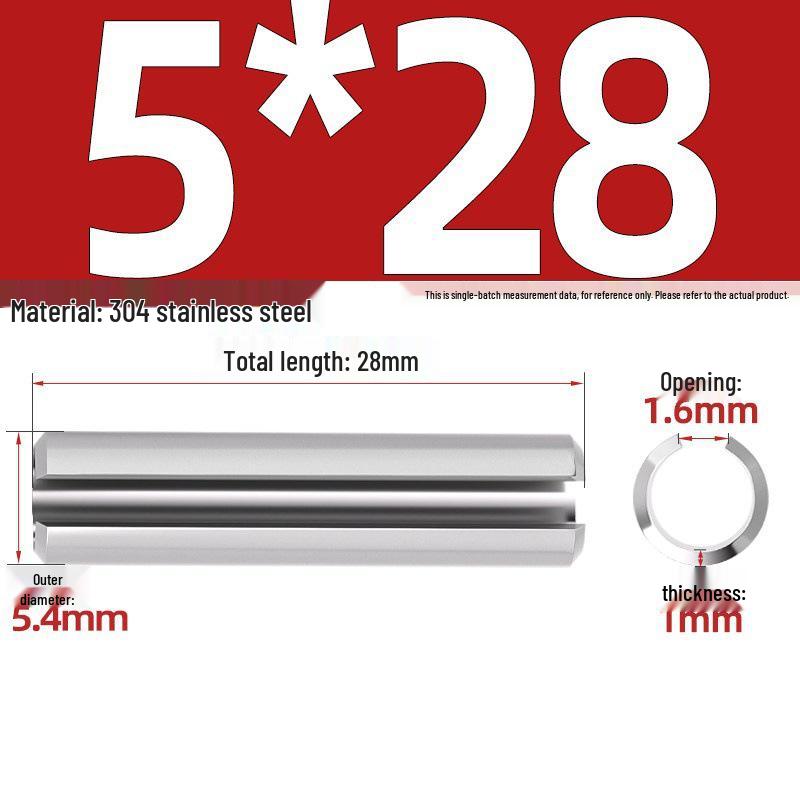 304 Stainless Steel Slotted Spring Pin, Cylindrical Shaft Pin, Locating and Hollow Pin (M5-M12)