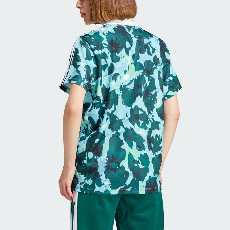 Adidas Originals Trefoil Allover Print Floral Jersey Sports T-Shirt Women Tops Forest-Green IR9809