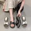 Fashion 2025 Women Mid-heels Thick Bottom Casual Slippers Summer  Platform Open Toe Slippers Outdoor Comfort Shoes