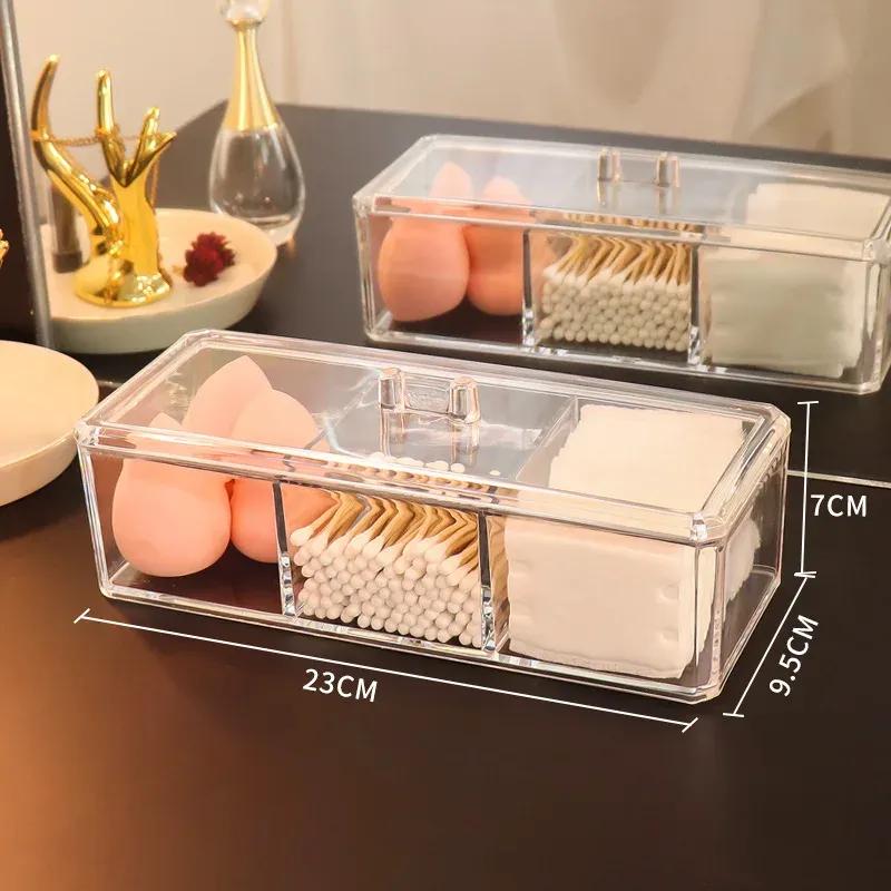 

Держатель ватных дисков-органайзер 3-сеточный ящик для хранения косметических подушечек с крышкой Акриловый держатель кистей для макияжа Диспенсер Прозрачный хлопок HE41-0062-transparent&80*60*40cm небесно-голубой