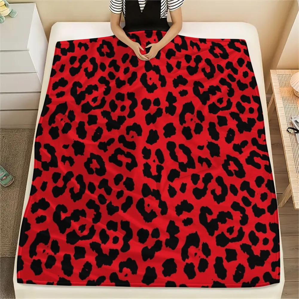 

1Pc Red&Black Print Flannel Blanket, High quality Comfortable for All Seasons, Home Decor, Warmth and Comfort, Perfect for Christmas Gifts W34 80cm x 120cm