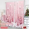 2PCS Christmas Winter Curtains, Pink Christmas Tree Snow Baubles, Digital Print, Bedroom Living Room, Rod Pocket, Home Decor