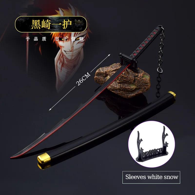 26cm Anime Weapon Kurosaki Ichigo Ban Kai Zangetsu Katana Cos Prop All Metal Samurai Swords Toy Knife Model Ornaments Gifts