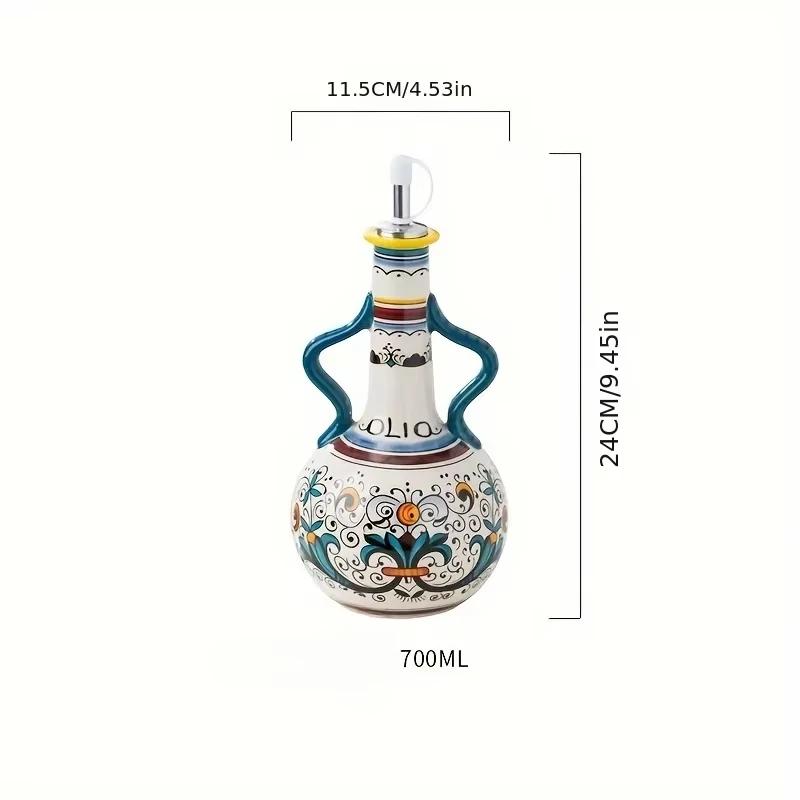 Dual Ear Ceramic Olive Oil Bottle Soy Sauce Vinegar Multifunctional Kitchen Seasoning Drainage Bottle Kitchen Accessories