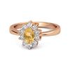 Citrine Halo White Topaz Sunburst Design Ring - 925 Sterling Silver Rose Gold Vermeil